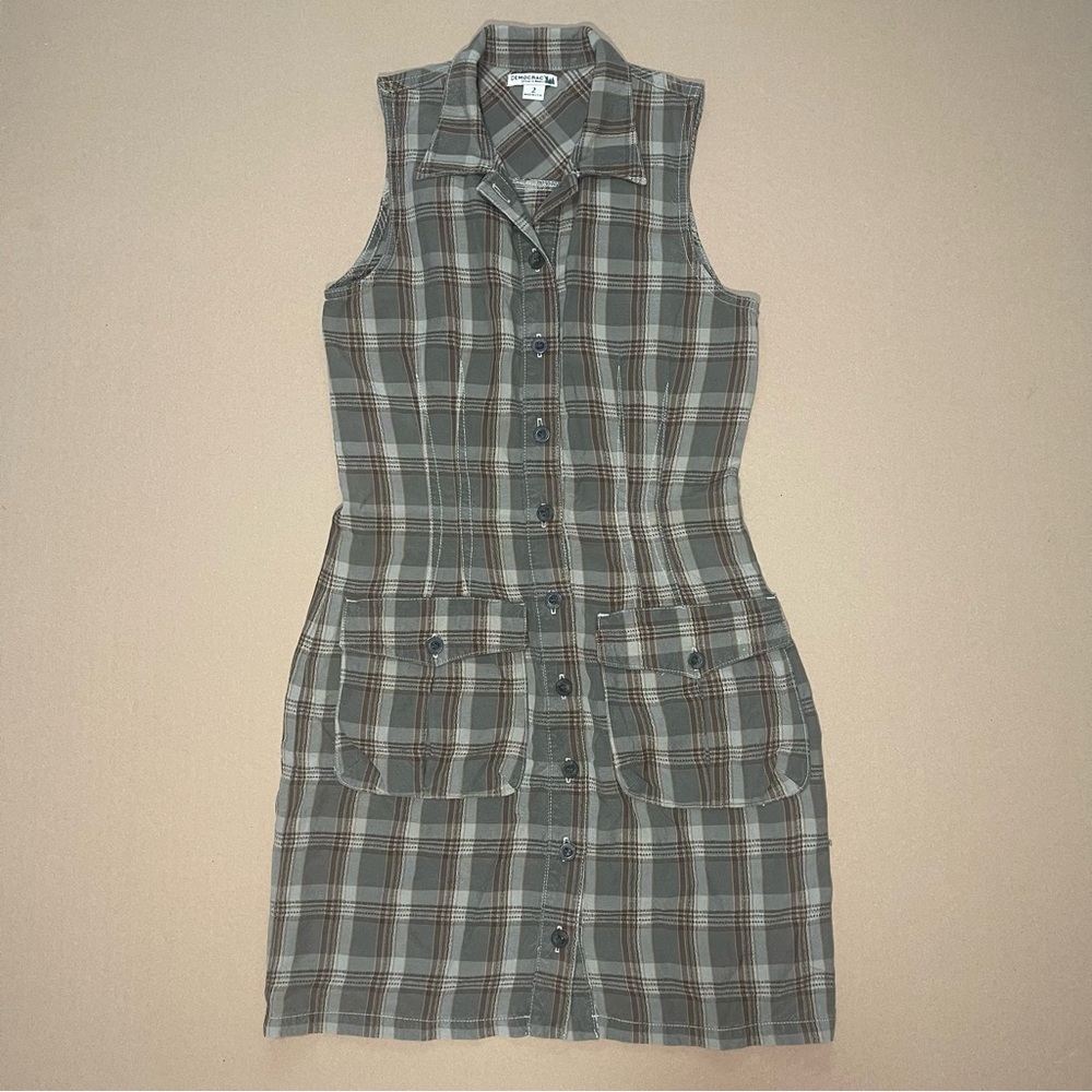 Democracy‎ Tencel Plaid Dress in Earth Tones